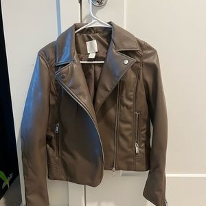 brown leather jacket